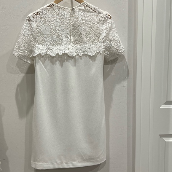 Wayf White Dress with Floral Lace Yoke - Picture 4 of 13